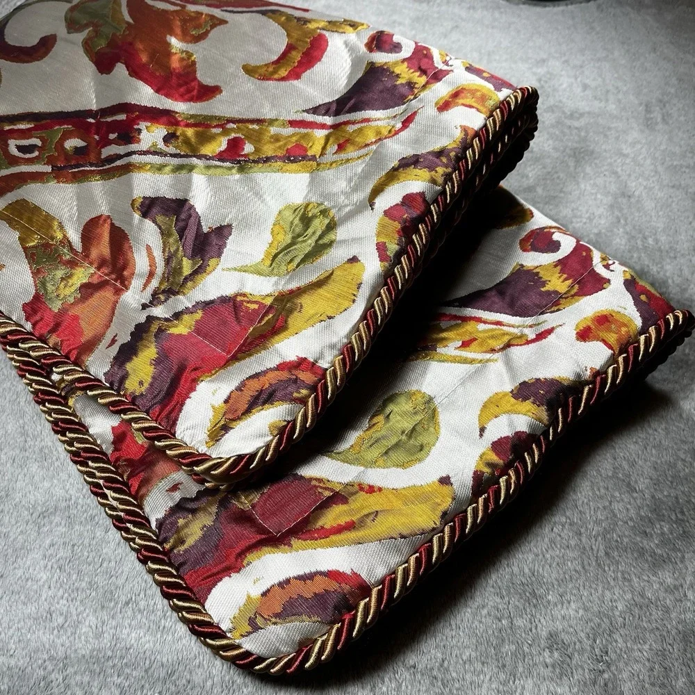 Sherry Kline Luxury Queen Pillow Shams Multicolor‎ Braided Trim P.C.H.F